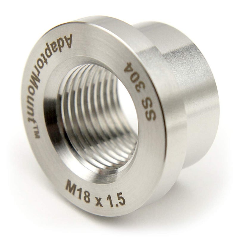 AdaptorMount M18 x 1.5 Stainless Steel 304 Female Threaded Stepped Weld Bung Metric Mounting Boss Fitting (OD 1.0") with Top Head (OD 1.2") - Image 3